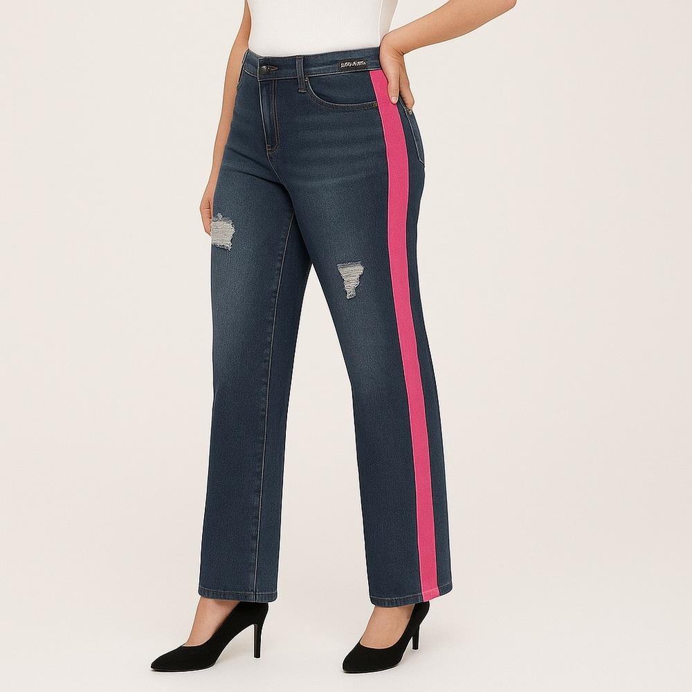 Parish Nation Dark Wash Jeans – Men’s 42 (Women’s 18) – NWT! Hot Pink Stripes